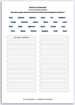 Download => Grammatik => Einzahl (Singular) und Mehrzahl (Plural) (2)