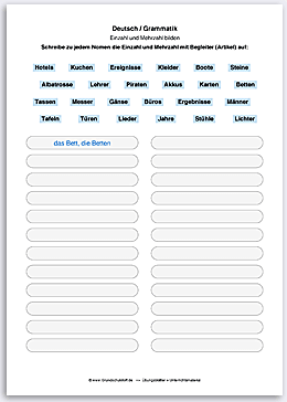 Download => Grammatik => Einzahl (Singular) und Mehrzahl (Plural) (6)