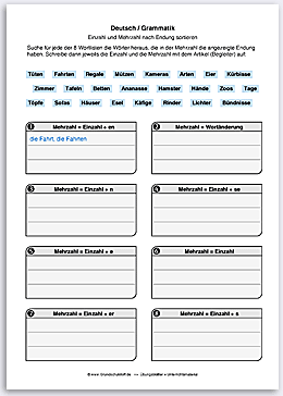 Download => Grammatik => Singular und Plural (nach Endung) (6)