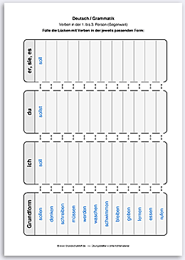 Download => Grammatik => Verben in 1. bis 3. Person (Gegenwart) (2)
