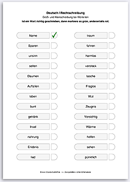 Download => Rechtschreibung => Groß- und Kleinschreibung bei Wortarten (1)