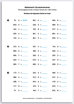 Download => Grundrechenarten => Division bis 1000 (7)