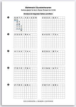 Download => Grundrechenarten => Schriftliche Division bis 1 Million (13)