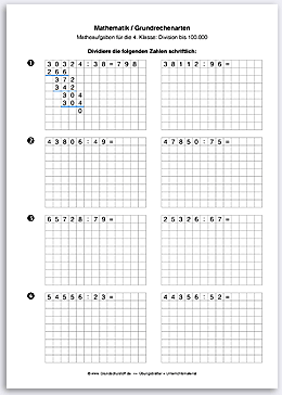 Download => Grundrechenarten => Schriftliche Division bis 1 Million (17)
