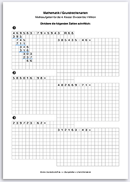 Download => Grundrechenarten => Schriftliche Division bis 1 Million (23)