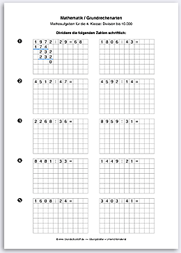 Download => Grundrechenarten => Schriftliche Division bis 1 Million (9)