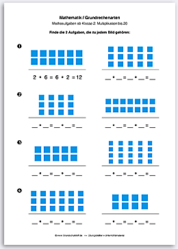 Download => Grundrechenarten => Multiplikation: Aufgabe finden bis 10 (2)