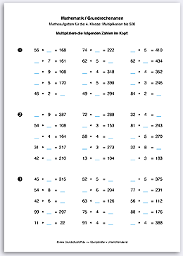 Download => Grundrechenarten => Multiplikation bis 100 (1000) (6)