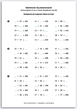 Download => Grundrechenarten => Multiplikation bis 100 (1000) (8)