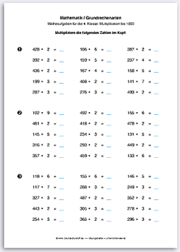 Download => Grundrechenarten => Multiplikation bis 100 (1000) (9)
