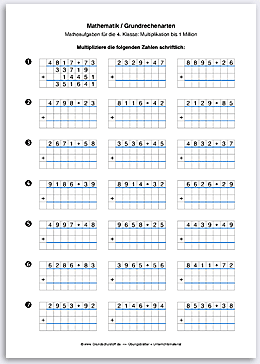 Download => Grundrechenarten => Schriftliche Multiplikation bis 1 Million (5)
