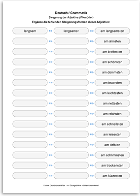 Download => Grammatik => Adjektive (Wiewörter) steigern (10)