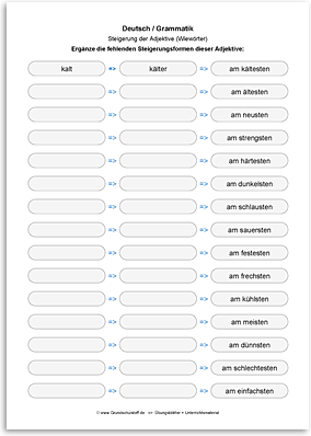 Download => Grammatik => Adjektive (Wiewörter) steigern (12)