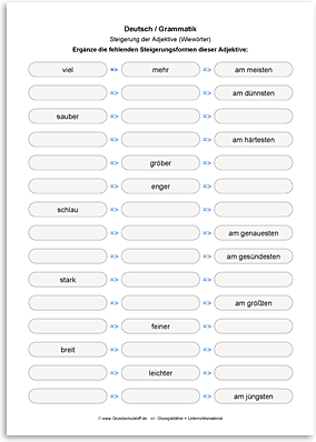 Download => Grammatik => Adjektive (Wiewörter) steigern (14)