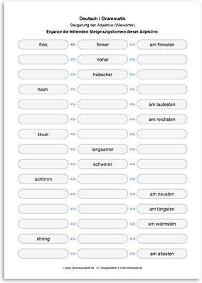 Download => Grammatik => Adjektive (Wiewörter) steigern (16)