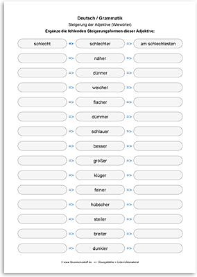 Download => Grammatik => Adjektive (Wiewörter) steigern (6)