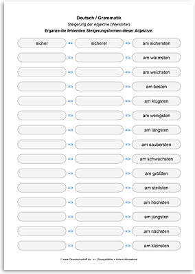 Download => Grammatik => Adjektive (Wiewörter) steigern (9)