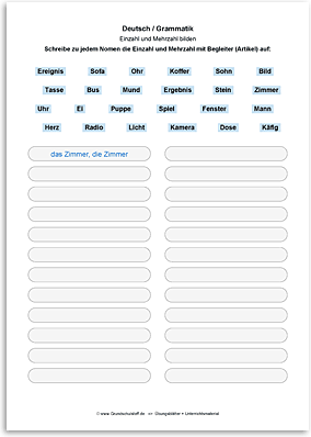 Download => Grammatik => Einzahl (Singular) und Mehrzahl (Plural) (2)