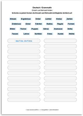 Download => Grammatik => Einzahl (Singular) und Mehrzahl (Plural) (4)