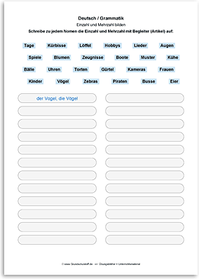 Download => Grammatik => Einzahl (Singular) und Mehrzahl (Plural) (5)