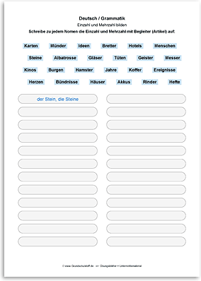 Download => Grammatik => Einzahl (Singular) und Mehrzahl (Plural) (6)