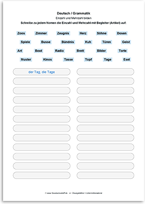 Download => Grammatik => Einzahl (Singular) und Mehrzahl (Plural) (7)