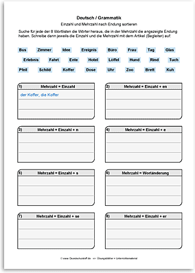 Download => Grammatik => Singular und Plural (nach Endung) (2)