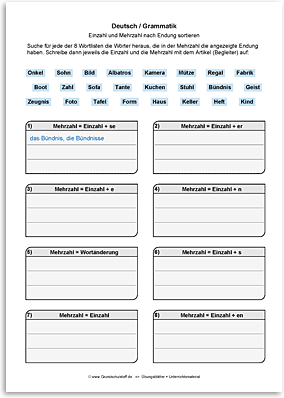 Download => Grammatik => Singular und Plural (nach Endung) (3)