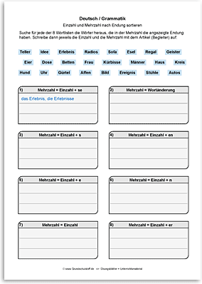 Download => Grammatik => Singular und Plural (nach Endung) (7)