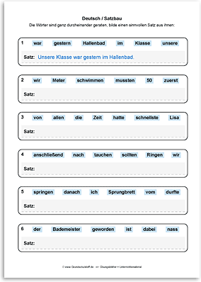 Download => Wort-Puzzle als Übung für Satzbau / Satzbildung (1)