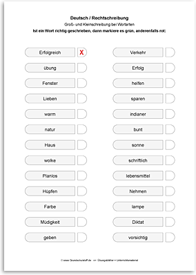 Download => Rechtschreibung => Groß- und Kleinschreibung bei Wortarten (1)