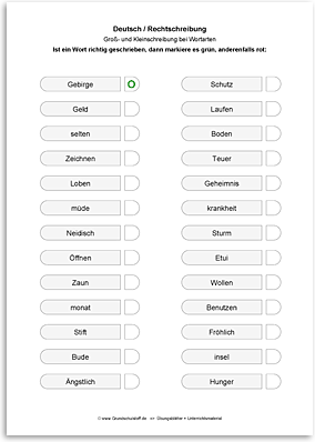 Download => Rechtschreibung => Groß- und Kleinschreibung bei Wortarten (2)