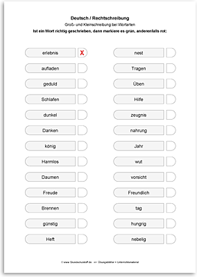 Download => Rechtschreibung => Groß- und Kleinschreibung bei Wortarten (5)