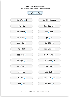 Download => Rechtschreibung => Schreibweise bestimmter Wörter (22)
