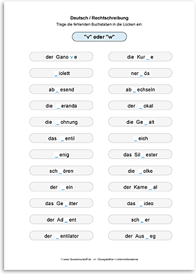 Download => Rechtschreibung => Schreibweise bestimmter Wörter (23)