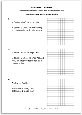 Download => Geometrie => Zeichnen nach Textaufgaben (1)