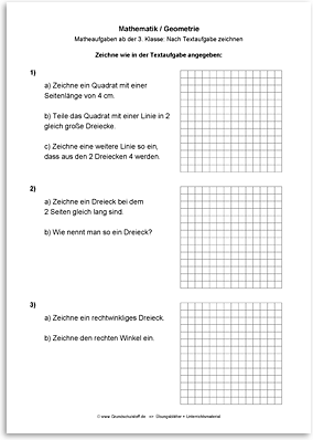 Download => Geometrie => Zeichnen nach Textaufgaben (3)