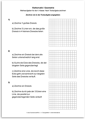 Download => Geometrie => Zeichnen nach Textaufgaben (5)