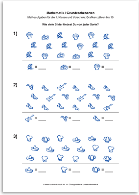 Download => Grundrechenarten => Addition: Zählen bis 10 (2)