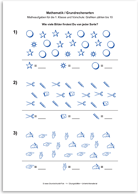 Download => Grundrechenarten => Addition: Zählen bis 10 (3)