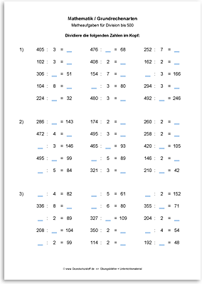 Download => Grundrechenarten => Division bis 1000 (4)