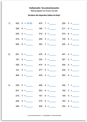 Download => Grundrechenarten => Division bis 1000 (7)