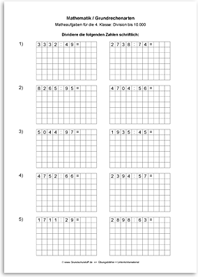 Download => Grundrechenarten => Schriftliche Division bis 1 Million (14)
