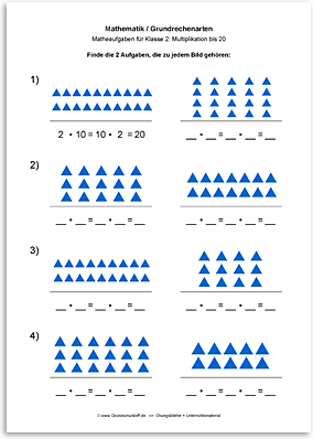 Download => Grundrechenarten => Multiplikation: Aufgabe finden bis 10 (3)