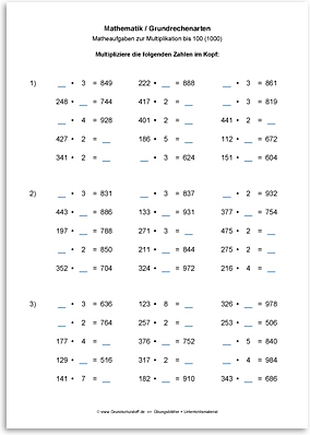 Download => Grundrechenarten => Multiplikation bis 100 (1000) (10)