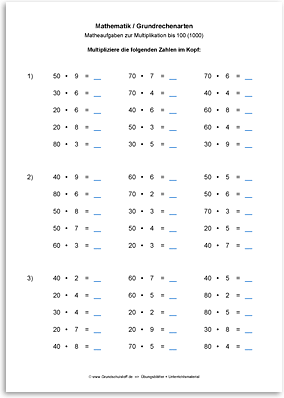 Download => Grundrechenarten => Multiplikation bis 100 (1000) (3)