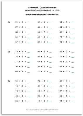 Download => Grundrechenarten => Multiplikation bis 100 (1000) (5)