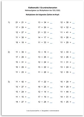 Download => Grundrechenarten => Multiplikation bis 100 (1000) (7)