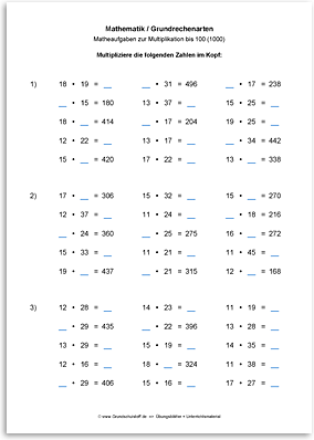 Download => Grundrechenarten => Multiplikation bis 100 (1000) (8)