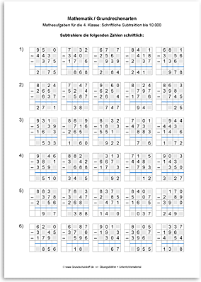 Klasse mathe 4 aufgaben 52. Mathematik